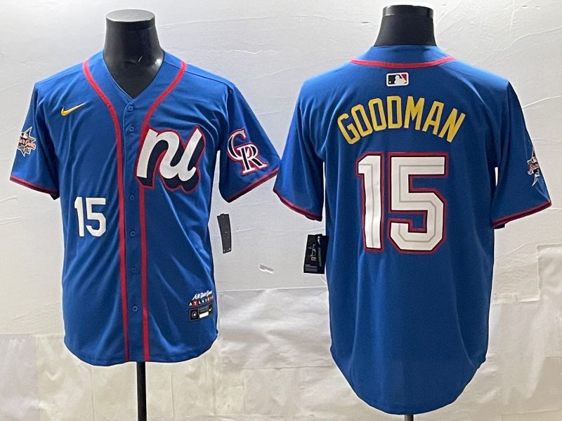 Men 2025 Colorado Rockies #15 Goodman Blue All star Nike MLB Jersey style 04->colorado rockies->MLB Jersey